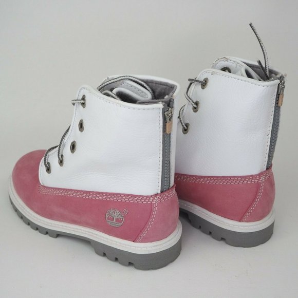 Timberland Little Kids Boots Leather SPD UP Pink Grey - Picture 10 of 12